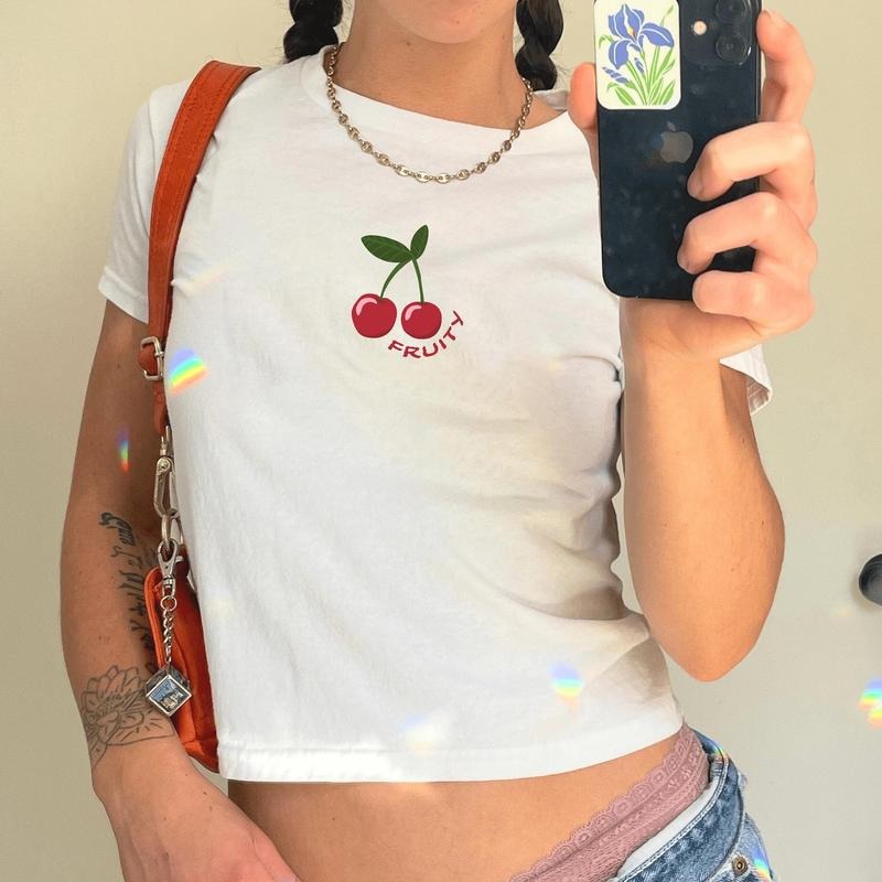 [Sale Up To 40%] Cherry Fruity Baby Tee Summer Outfits Cute LGBTQ Pride, Trendy Shirt For Women, Gifts For Her Hoodie,...