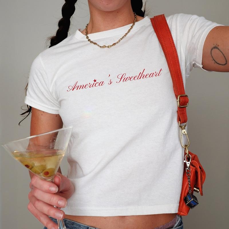 [Sale Up To 50%] America's Sweetheart Baby Tee Fourth of July Shirt Coquette Americana Baby Tee, Americacore Trendy 2000s...