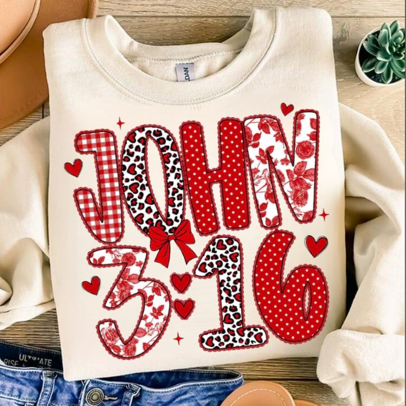 [Saleup to 75%] John 3:16 Preppy Valentine sweatshirt loved valentine shirt Christian Valentine hoodie Bible Verses png,...