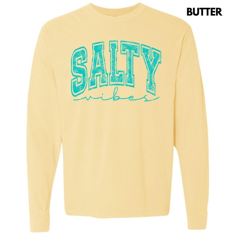 Salty Vibes Long Sleeve Comfort Colors T-Shirt 'NLB' Hoodie, Sweatshirt | PodTeesHub.com