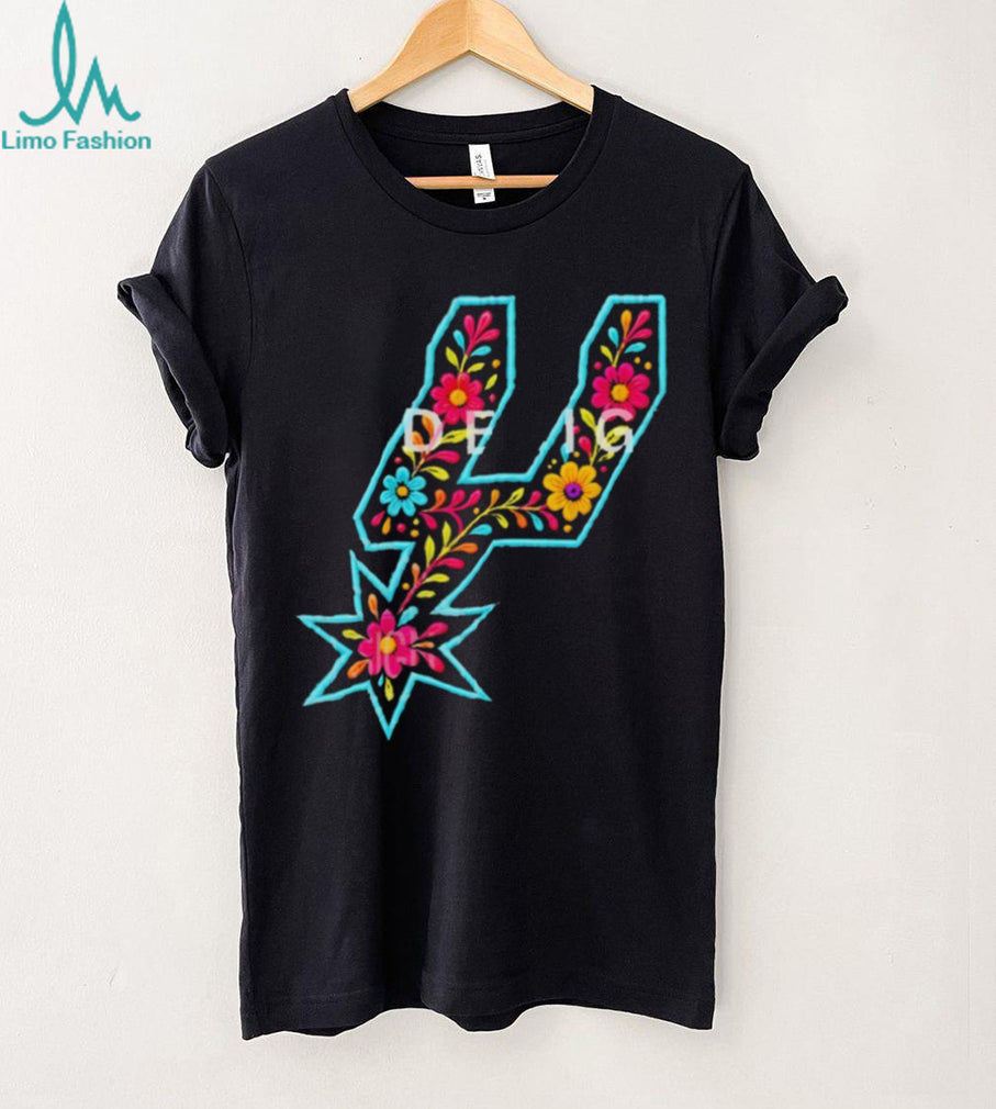 San Antonio Basketball Floral Spur Logo Graphic T Shirt