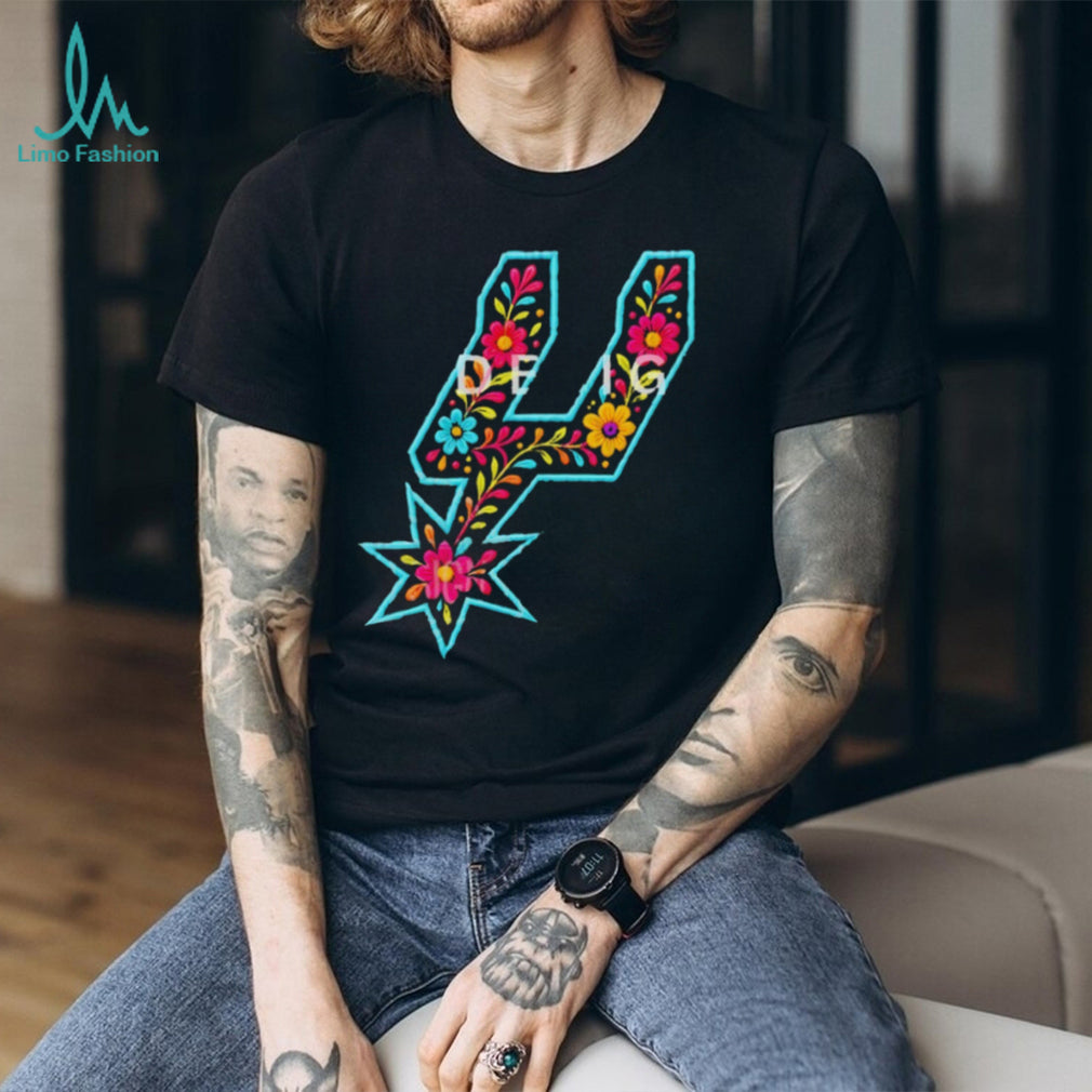 San Antonio Basketball Floral Spur Logo Graphic T Shirt