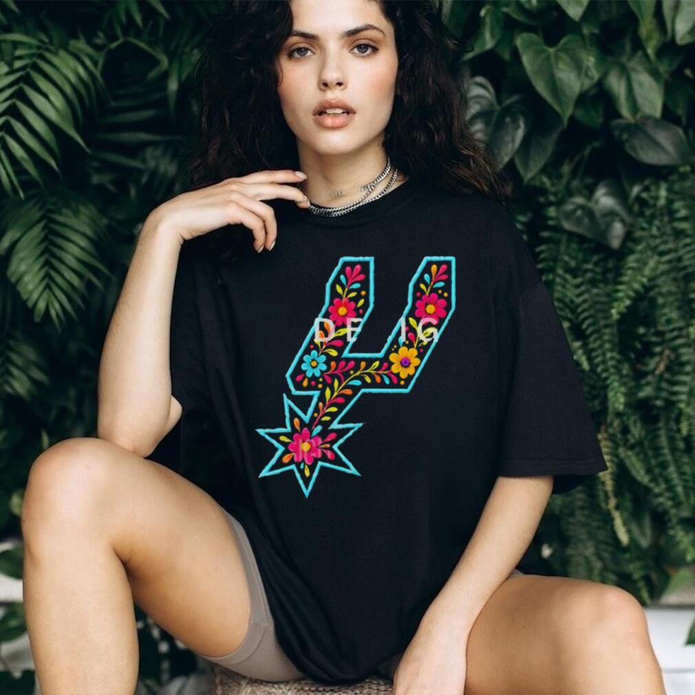 San Antonio Basketball Floral Spur Logo Graphic T Shirt