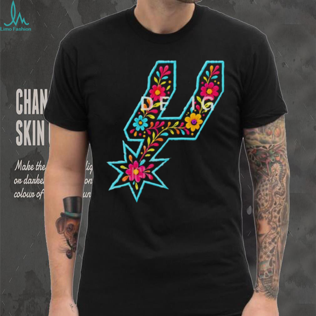 San Antonio Basketball Floral Spur Logo Graphic T Shirt