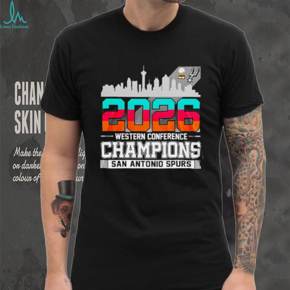 San Antonio Spurs Basketball Western Conference Champions 2026 skyline shirt