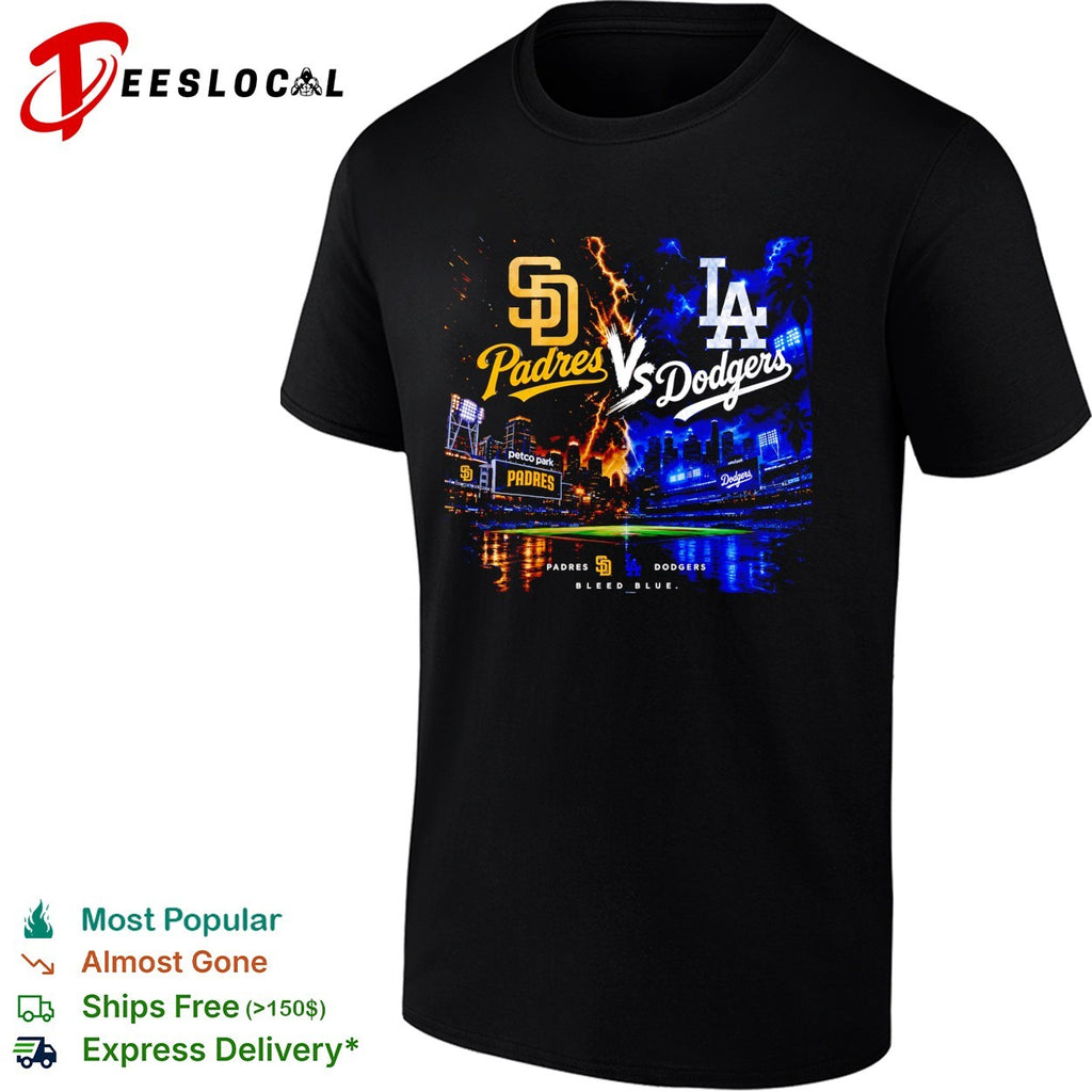 San Diego Padres vs Los Angeles Dodgers bleed blue stadium lightning shirt