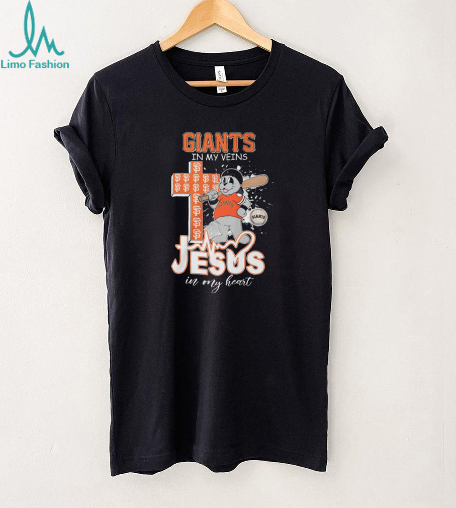 San Francisco Giants Lou Seal Mascot Cross Heartbeat Jesus In My Heart T Shirt