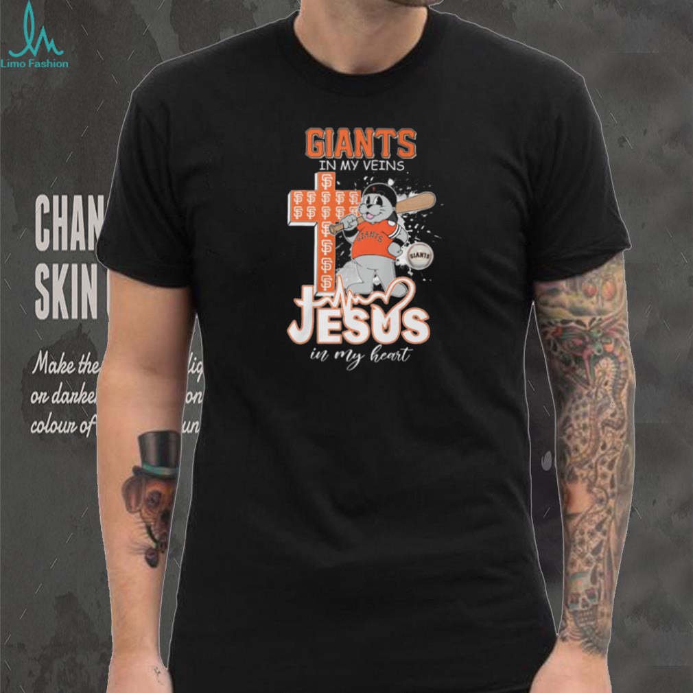 San Francisco Giants Lou Seal Mascot Cross Heartbeat Jesus In My Heart T Shirt