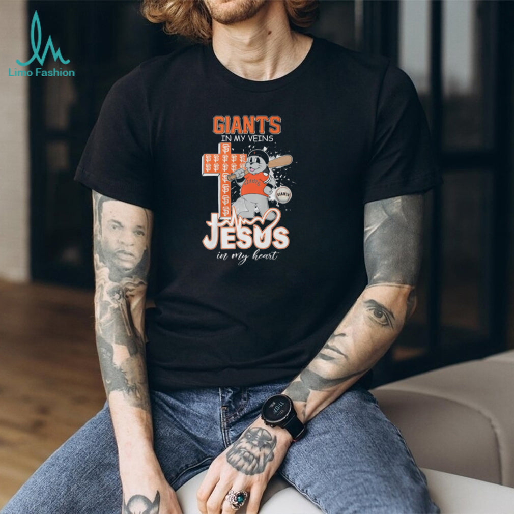 San Francisco Giants Lou Seal Mascot Cross Heartbeat Jesus In My Heart T Shirt
