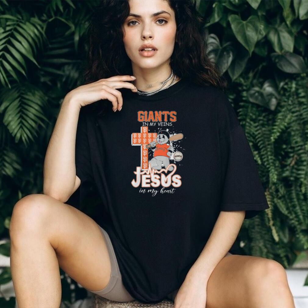 San Francisco Giants Lou Seal Mascot Cross Heartbeat Jesus In My Heart T Shirt