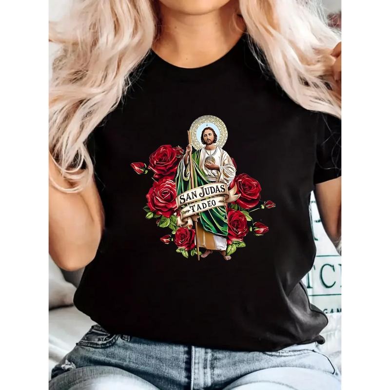 San Judas Tadeo graphic casual T-shirt for men crafted from 100 cotton Hoodie, Sweatshirt | PodTeesHub.com
