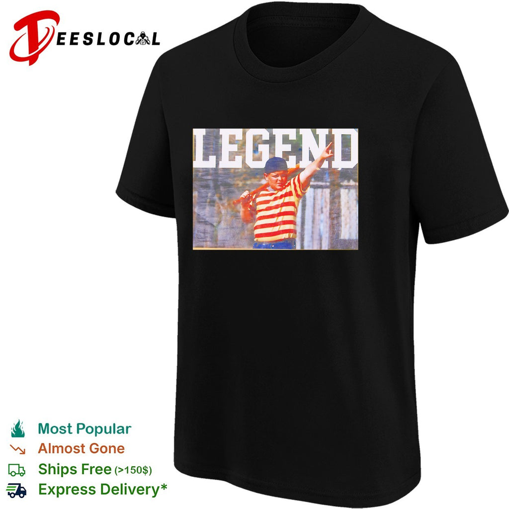 Sandlot kid legend holding bat pointing shirt