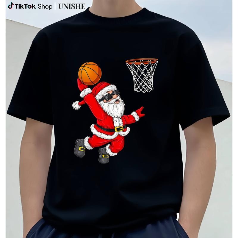Santa Claus Christmas Basketball Dunk T-Shirt Festive Style Hoodie, Sweatshirt | PodTeesHub.com