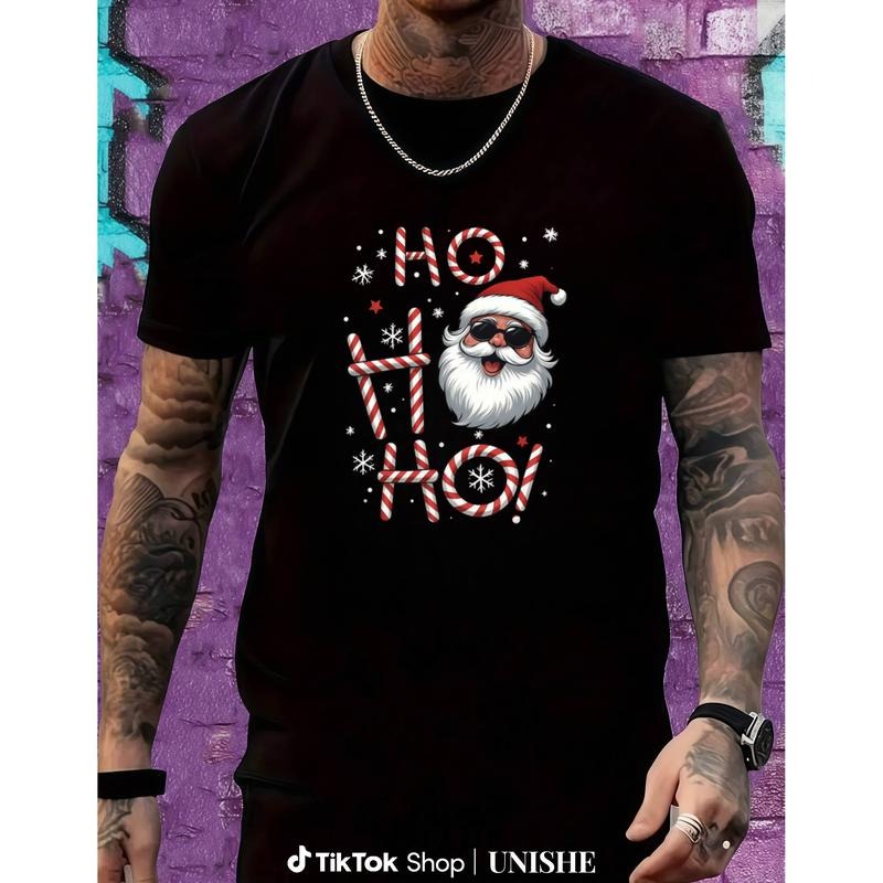 Santa Claus Christmas Shirt with Ho Ho Ho, Candy Cane Pattern, and Sunglasses Look Hoodie, Sweatshirt | PodTeesHub.com