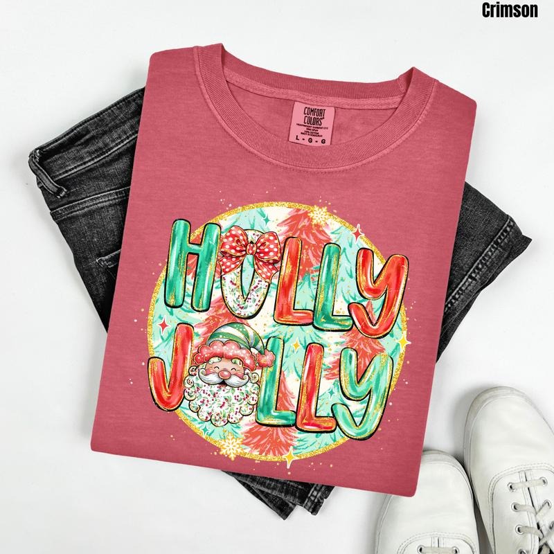 Santa Holly Jolly Comfort Colors T-Shirt 'NLB' Hoodie, Sweatshirt | PodTeesHub.com