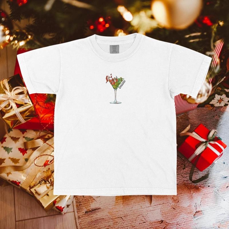 Santa Martini Baby Tee 90s Vintage Christmas Graphic Tee Hoodie, Sweatshirt | PodTeesHub.com