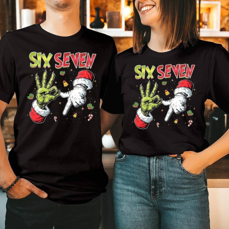 Santa Says Six Seven Christmas Shirt, Meme Holiday Tee, Funny Gen Z Top, Retro Santa Shirt, Festive 67 Christmas Gift...
