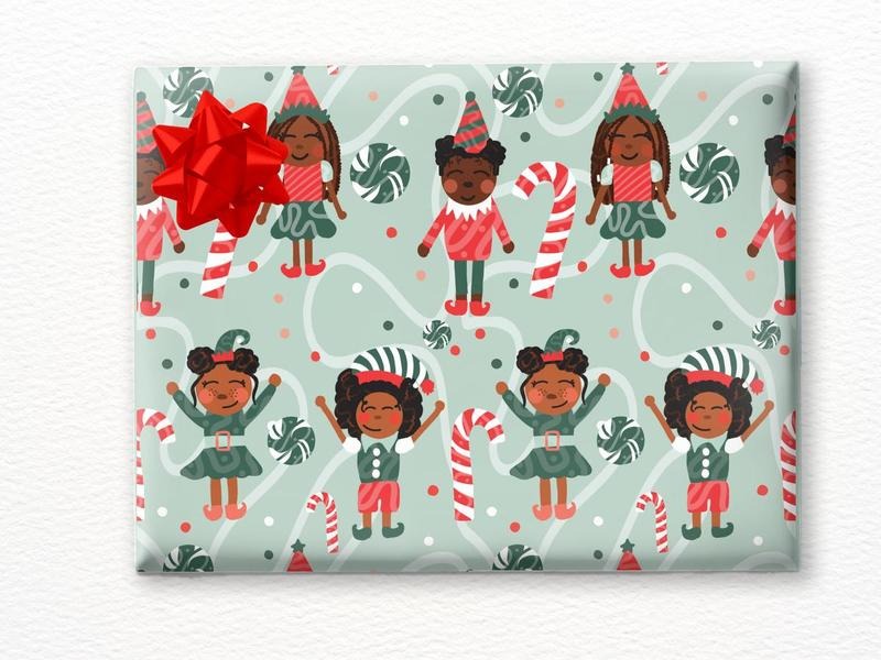 Santa's Helpers Christmas Wrapping Paper - Eco-Friendly & Durable Gift Wrap for Holiday Season Black Santa Decor Party...