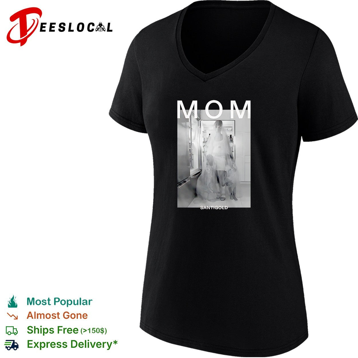 Santigold Mom bride standing at refrigerator album shirt