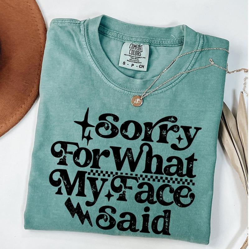 Sarcastic Sorry For What My Face Said Snarky Shirt, Trendy Womens Sarcasm Checkers Retro Humor Sassy Attitude Shirt Funny...