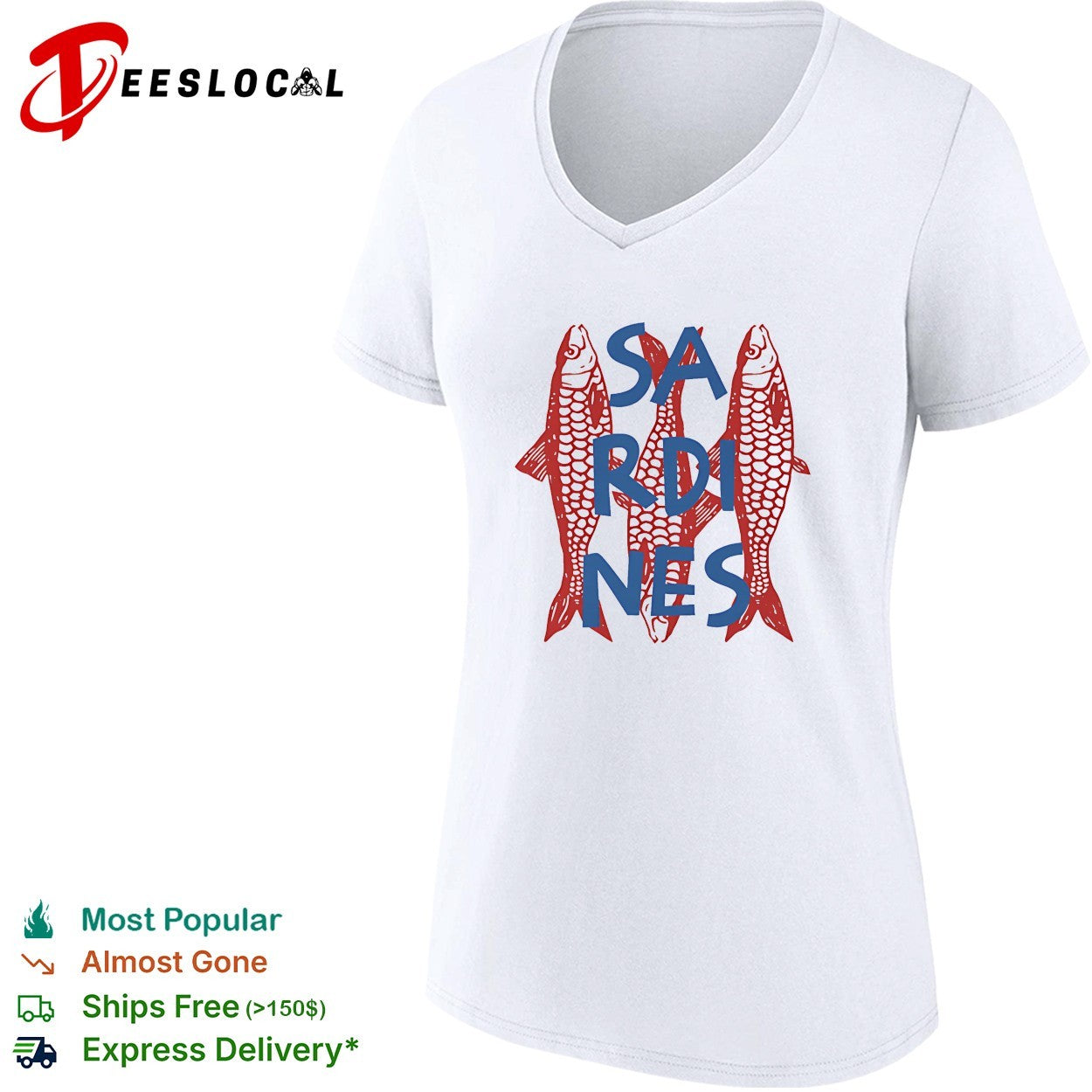 Sardines red fish typography shirt