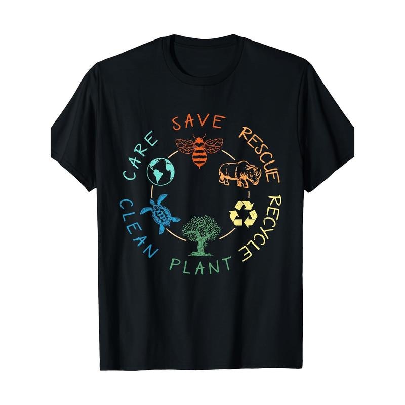 Save Bees, Save Animals, Recycle Plastic, 2024 Earth Day T-shirt- 180g Hoodie, Sweatshirt | PodTeesHub.com