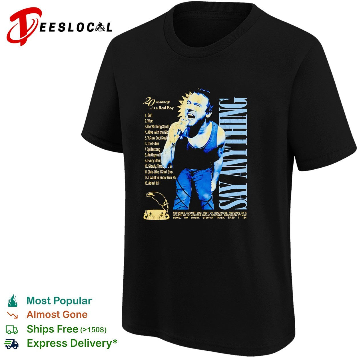 Say Anything 20 years is a real boy tour tracklist shirt