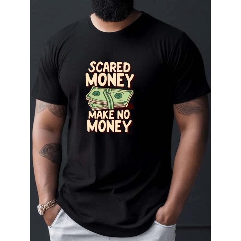 Scared Money Print T Shirt, Tees For Men, Casual Short Sleeve T-shirt For Summer Hoodie, Sweatshirt | PodTeesHub.com