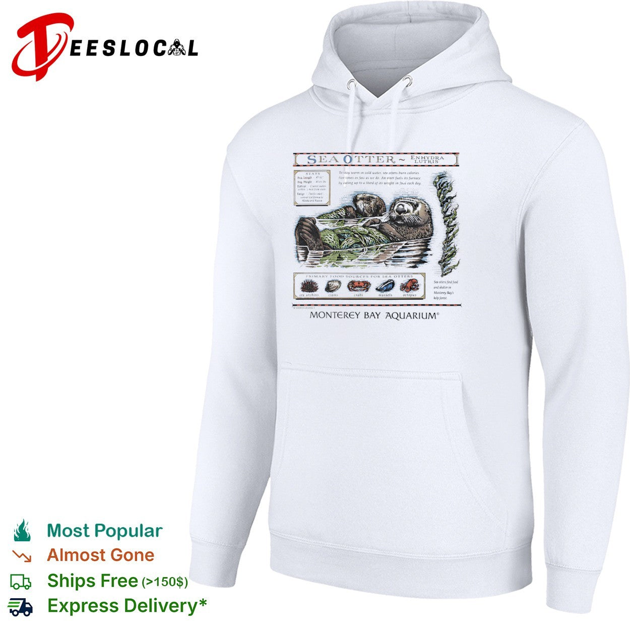 Sea Otter Enhydra Lutris Monterey Bay Aquarium Primary Food Sources shirt