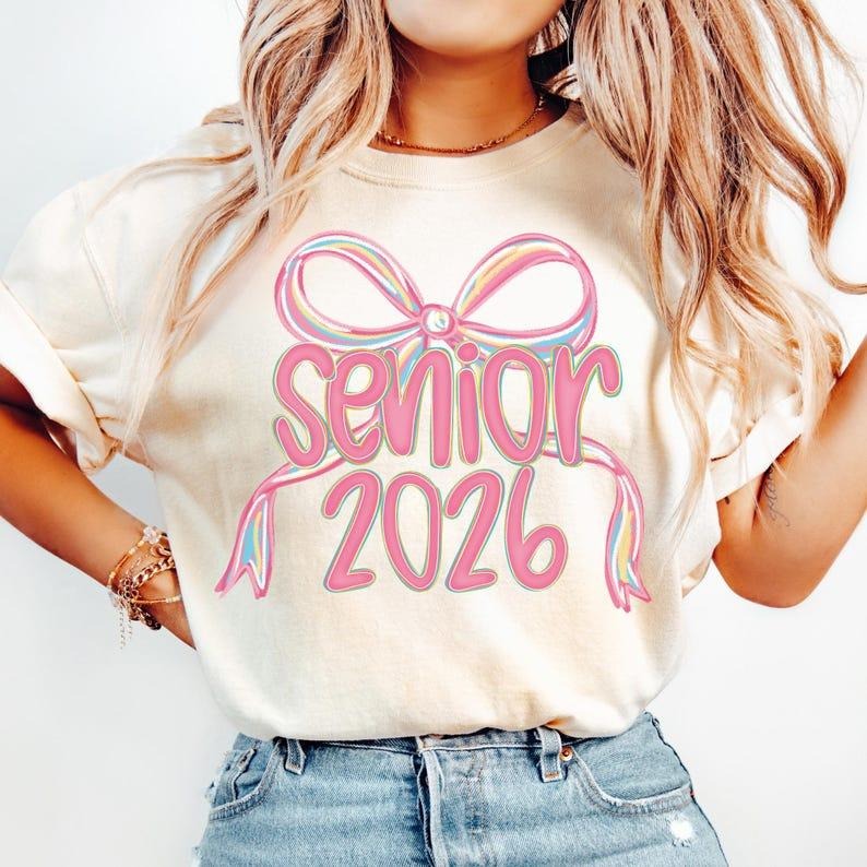 Senior 2026 Preppy Girls Shirt, Coquette Bow High School Senior Tee, Graduation Gift, High School Senior T-Shirt Hoodie,...