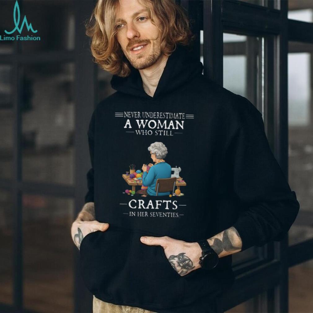Senior Woman Crafting Knitting Seventies Hobby Shirt