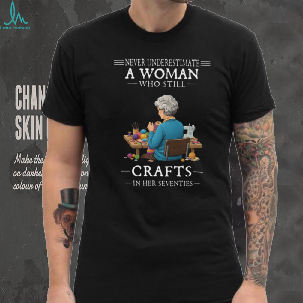 Senior Woman Crafting Knitting Seventies Hobby Shirt