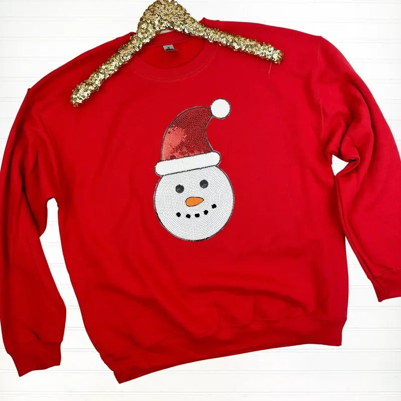 Sequin Snowman Patch Sweatshirt T-Shirts, Hoodie | PodTeesHub.com