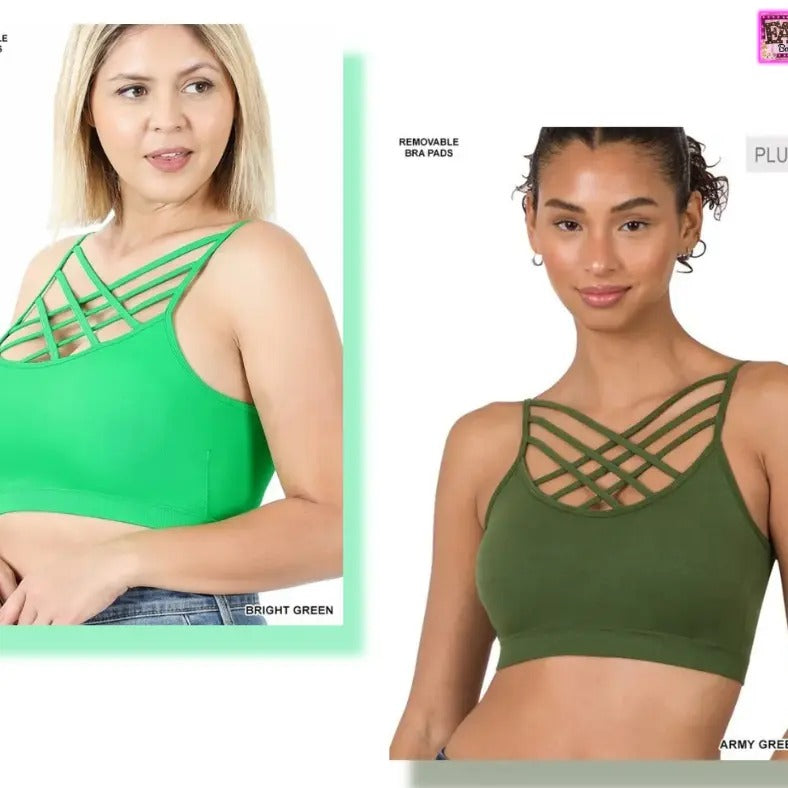 Shades Of Green Criss-Cross Padded Bralette T-Shirts, Hoodie, Sweatshirt | PodTeesHub.com