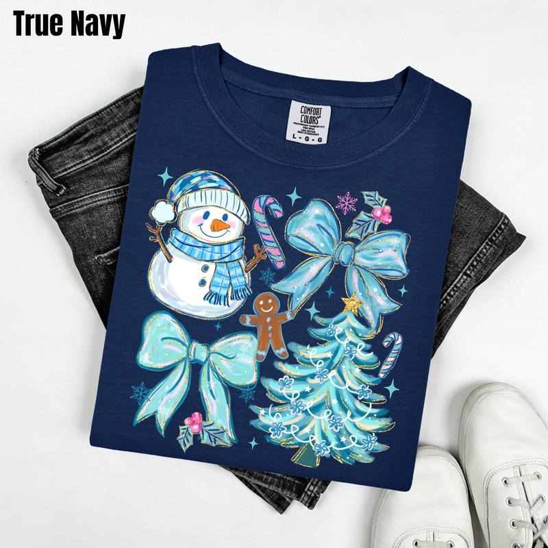 Shimmer Blue Christmas Scene Comfort Colors T-Shirt 'PFNLB' Hoodie, Sweatshirt | PodTeesHub.com