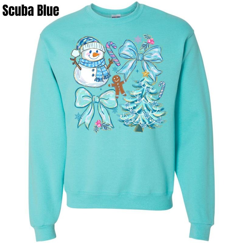 Shimmer Blue Christmas Scene Sweatshirt 'PFNLB' T-Shirts, Hoodie | PodTeesHub.com
