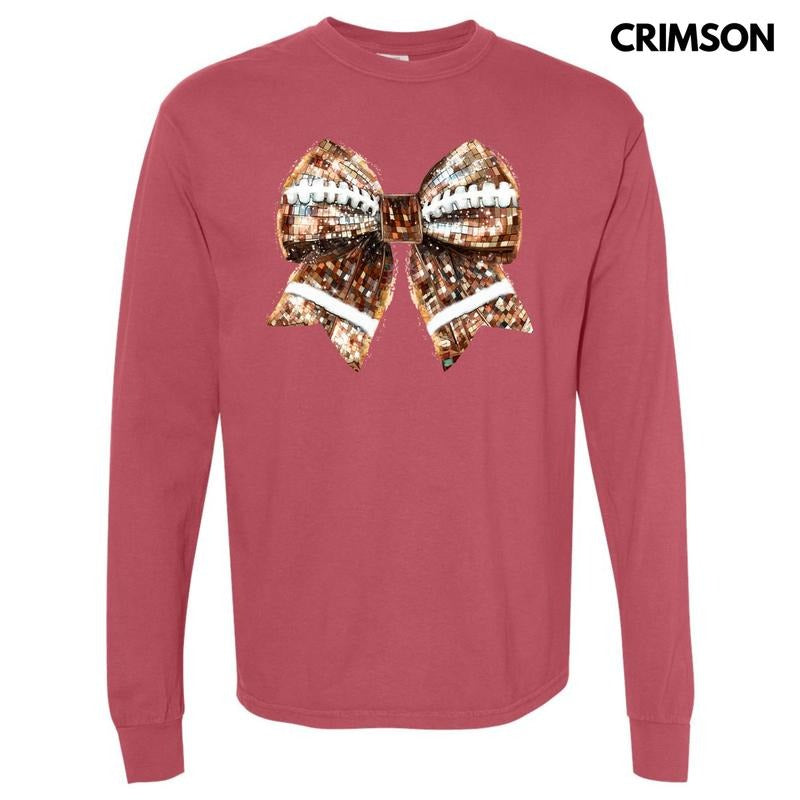 Shiny Football Disco Bow Long Sleeve Comfort Colors T-Shirt 'NLB' Hoodie, Sweatshirt | PodTeesHub.com