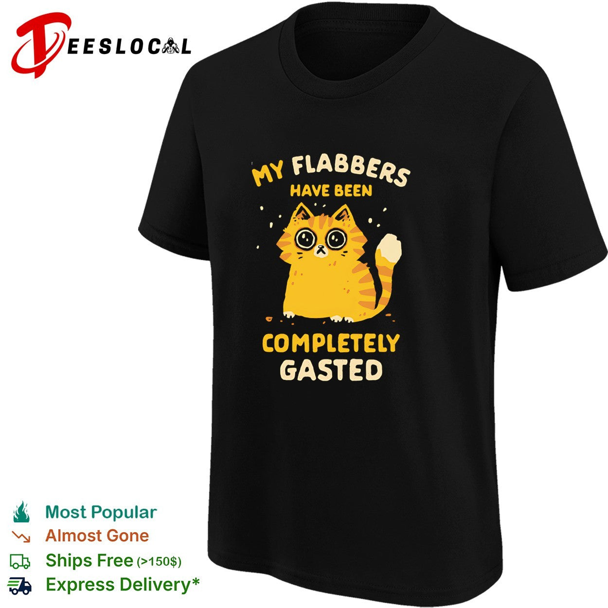 Shocked cartoon cat my flabbers have been completely gasted shirt