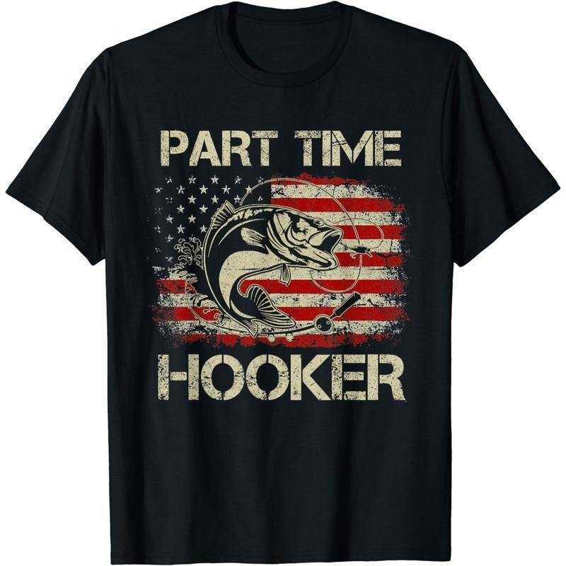 Short Sleeve Print Patriotic Fishing T