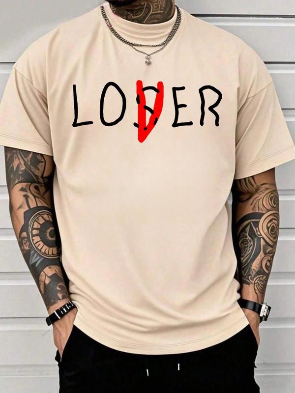 Short Sleeve T-Shirt, Lover Print Design, Geometric Pattern, Casual Fitted Style, All Seasons Wear, Street Fashion...