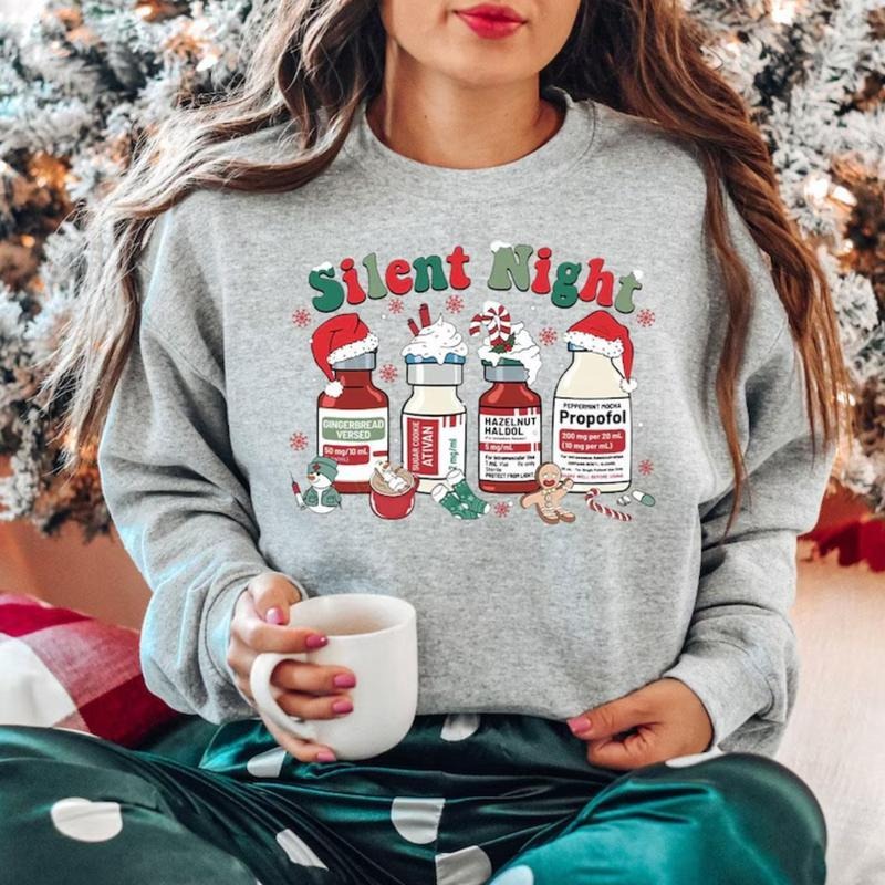 Silent Night Christmas Sweatshirt, Christmas Nurse Hoodie, Medical Christmas Sweatshirt, Nursing Gift For Her T-Shirts