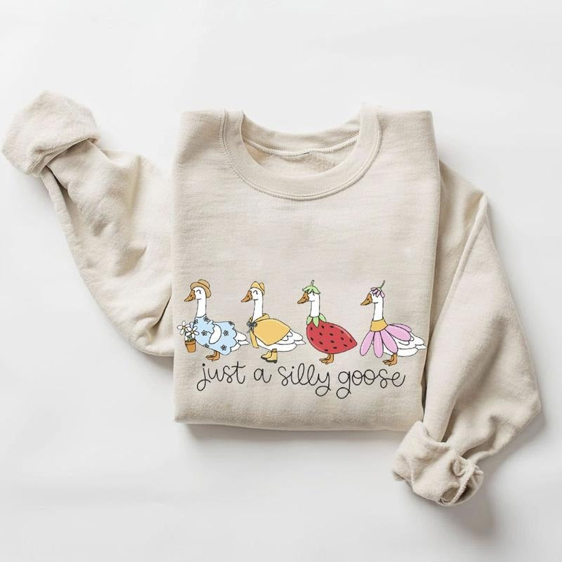 Silly Goose On The Loose Sweatshirt, Goose Silly Goose , Funny Graphic , Cute Goose , Easter Unisex T-Shirts, Hoodie