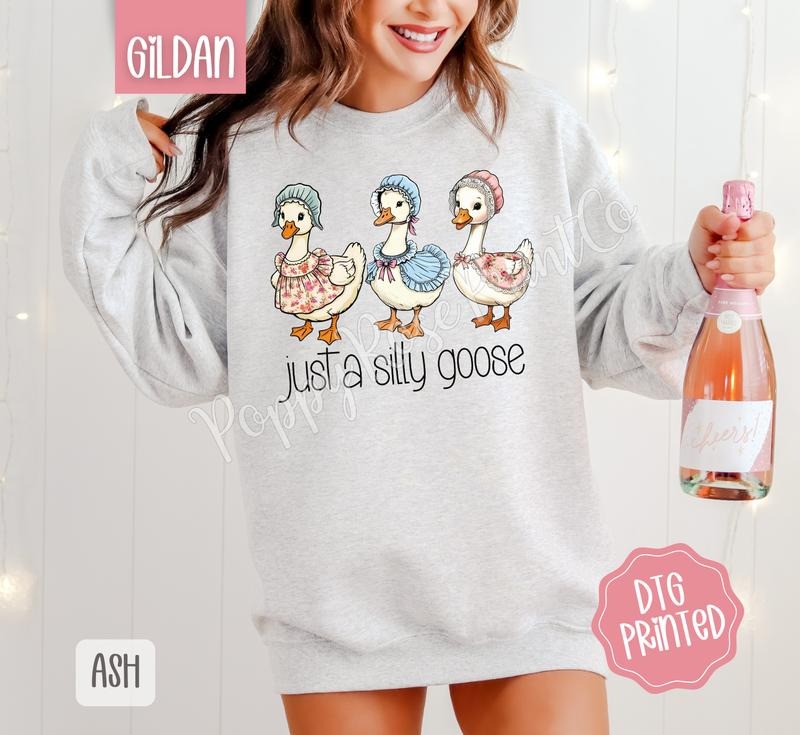 Silly Goose Sweatshirt, Cute Summer Sweater, Trendy Women's Crewneck, Gift for Her T-Shirts, Hoodie | PodTeesHub.com