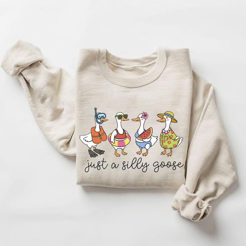 Silly Goose Sweatshirt, Summer, Silly Goose , Funny Graphic , Cute Goose , Beach Unisex T-Shirts, Hoodie | PodTeesHub.com