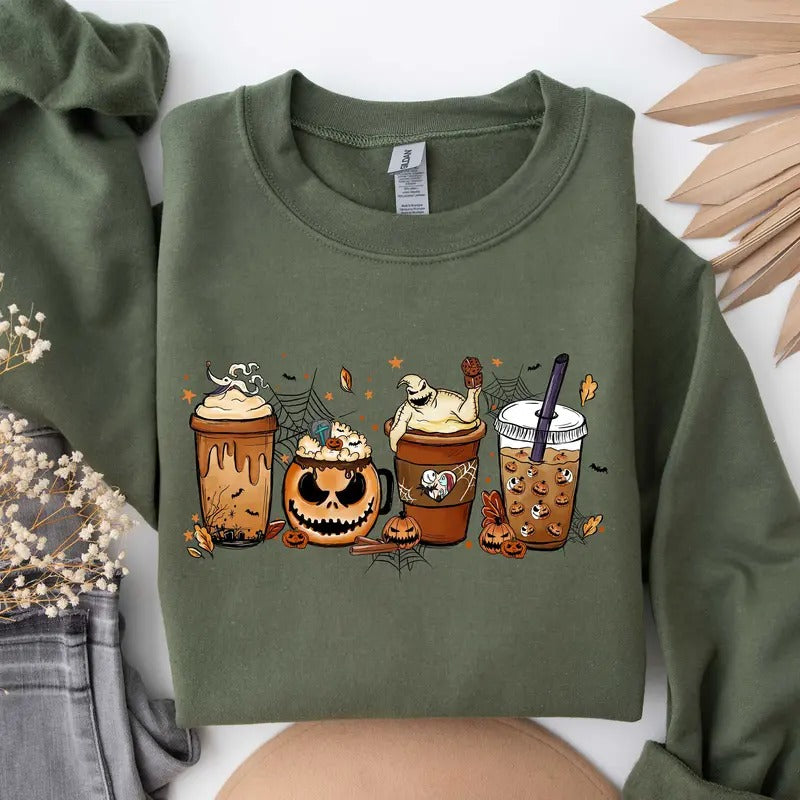 Skeleton Coffee Cups Sweatshirt Coffee Cups Sweatshirt Skull Coffee Cup Sweatshirt Skeleton Halloween Sweatshirt Coffee...