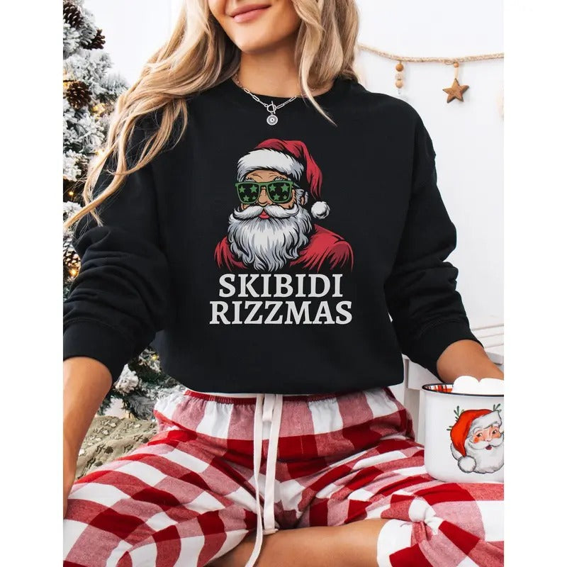 Skibidi Rizzmas Christmas Rizz Santa Claus Charisma Kid Cool Unisex Softstyle T-Shirt, Holiday Tee, Funny Xmas Shirt,...