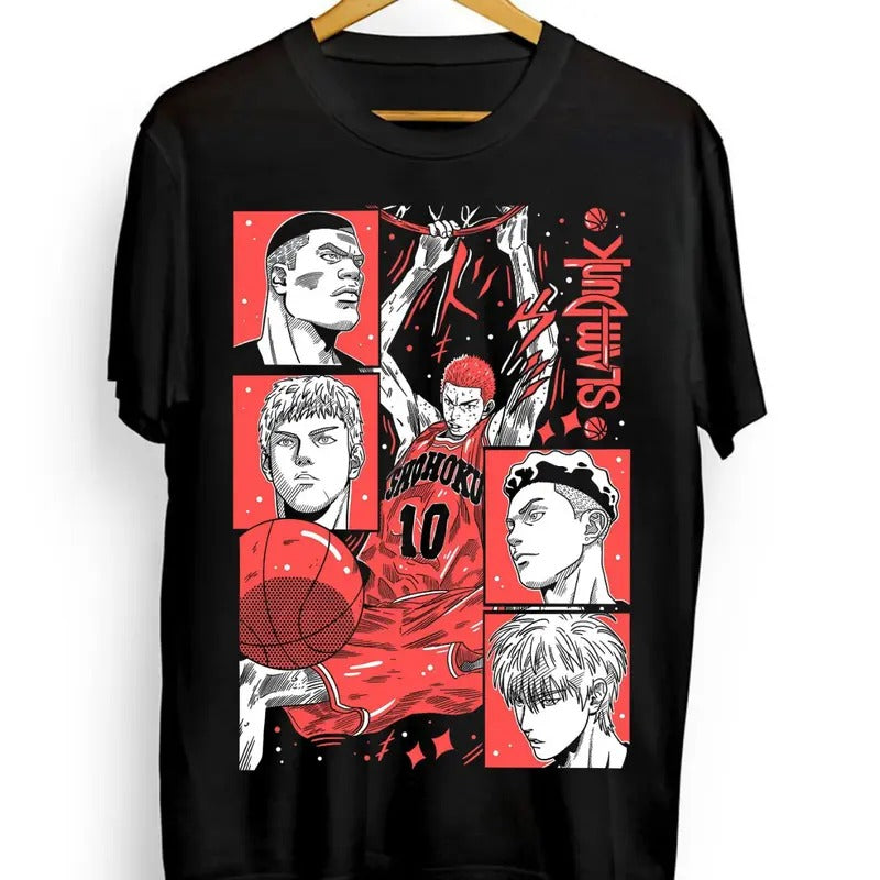 Slam Dunk T-shirt, Basketball Anime Graphic Tee, Anime & Manga Gifts Cotton Menswear Hoodie, Sweatshirt | PodTeesHub.com