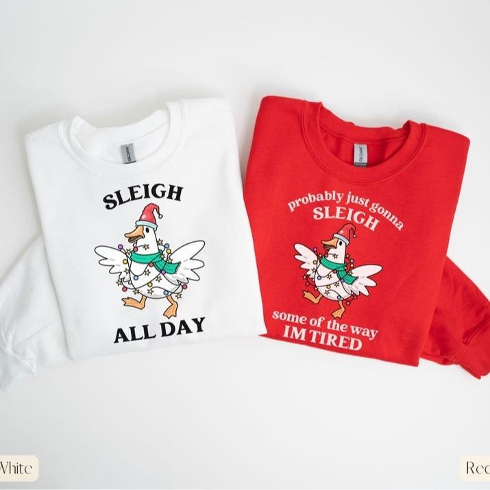 Sleigh All Day Sweatshirt,Christmas Couple Matching Sweatshirts,Christmas Matching Sweaters,Xmas Party Couple,Couples...