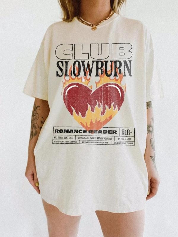 Slow Burn Book Club Shirt | Bookish Shirt Romance Book Girlie Morally Grey Book Lover Romance Reader Book Club T-Shirt...