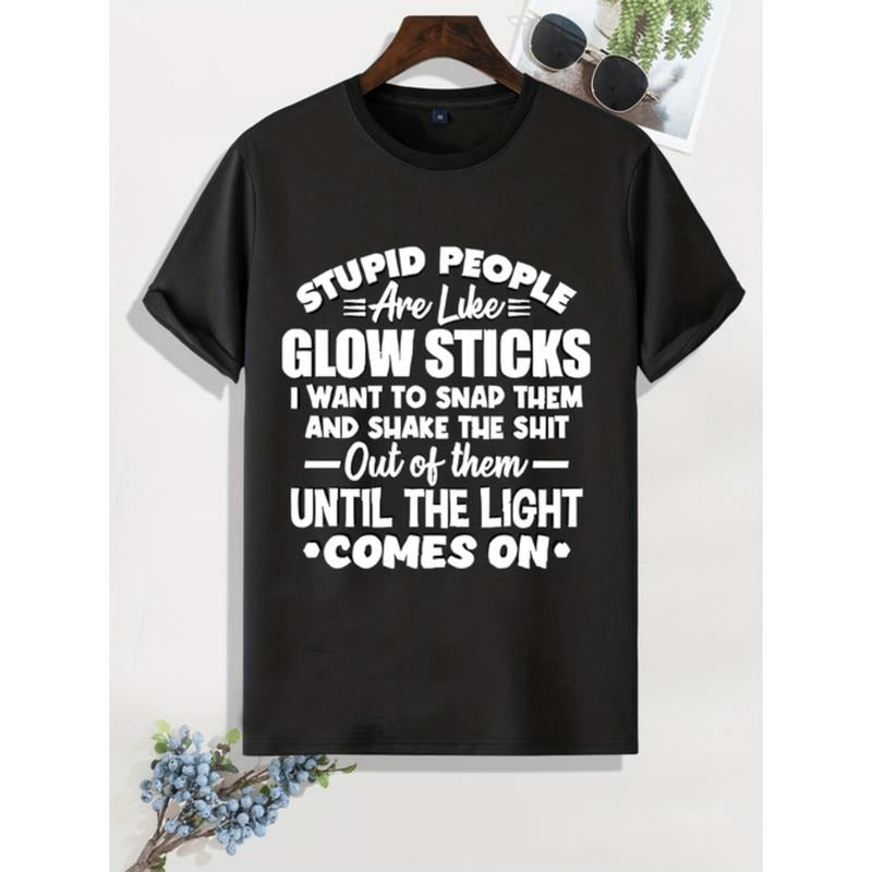 Smart People Are Like Glow Sticks Print Men's Casual Sports T Shirt Comfortable And Stylish Summer Tees In Black Hoodie,...